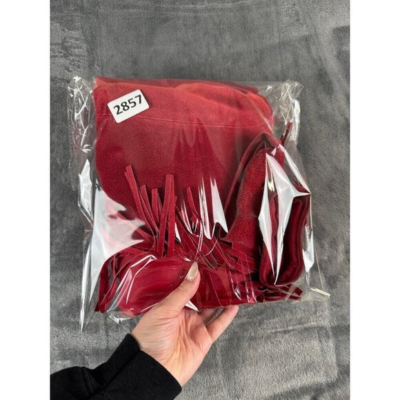 Vintatge Ami Red Leather Western Style Fringe Jacket Size Large Rodeo Cow Girl - Picture 11 of 13